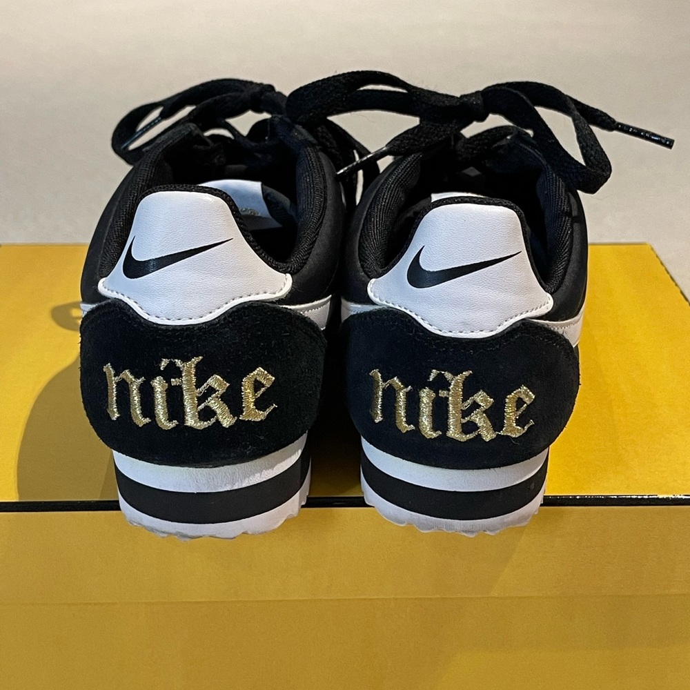 Rare XLV Nike Cortez black and gold shoes. Worn one time and never again.